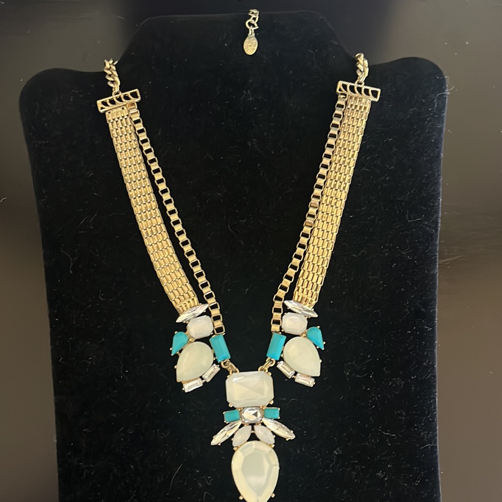 Nwot Robert Rose Gold Chain And Cz Statement Necklace